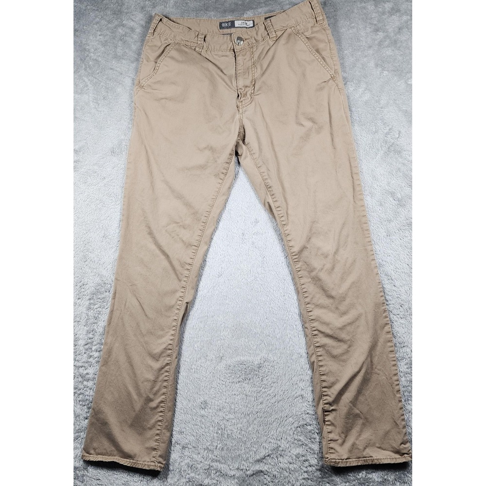 BKE Casuals Jake Straight Pants Mens 32R (Fits 30x31) Beige Straight Chino